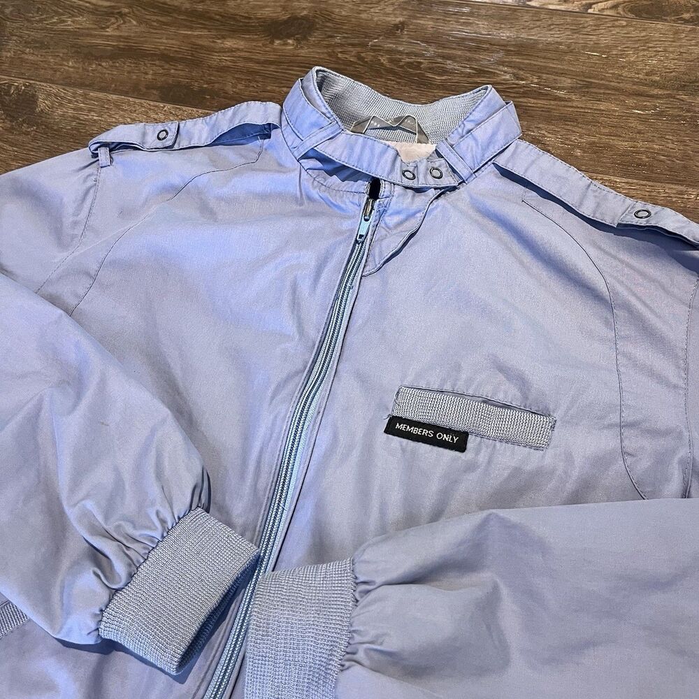 Vintage 80s Light Blue Members Only Racers Jacket by Europe Craft Size 9/10